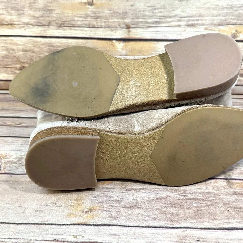 Diane von Furstenberg DVF Womens Jena Sand Taupe Studded Chelsea Boots 9M